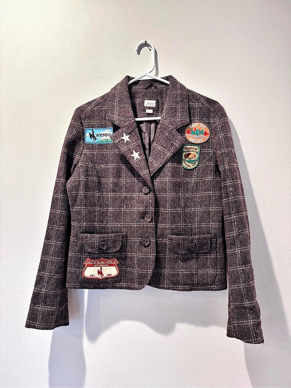 Maurices Wool Blend Plaid Blazer in Brown Size Medium Like New